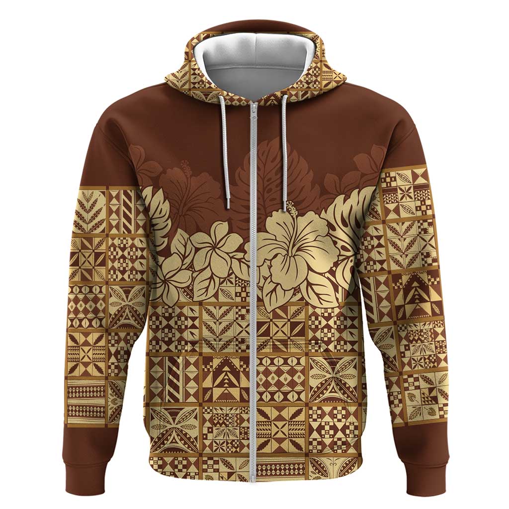 Niue Hiapo Motif Zip Hoodie Tapa Classic