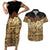 Niue Hiapo Motif Couples Matching Short Sleeve Bodycon Dress and Hawaiian Shirt Tapa Classic - Black Ver