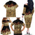 Niue Hiapo Motif Family Matching Off The Shoulder Long Sleeve Dress and Hawaiian Shirt Tapa Classic - Black Ver