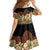 Niue Hiapo Motif Family Matching Off Shoulder Short Dress and Hawaiian Shirt Tapa Classic - Black Ver