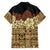 Niue Hiapo Motif Family Matching Off Shoulder Short Dress and Hawaiian Shirt Tapa Classic - Black Ver