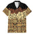 Niue Hiapo Motif Family Matching Short Sleeve Bodycon Dress and Hawaiian Shirt Tapa Classic - Black Ver