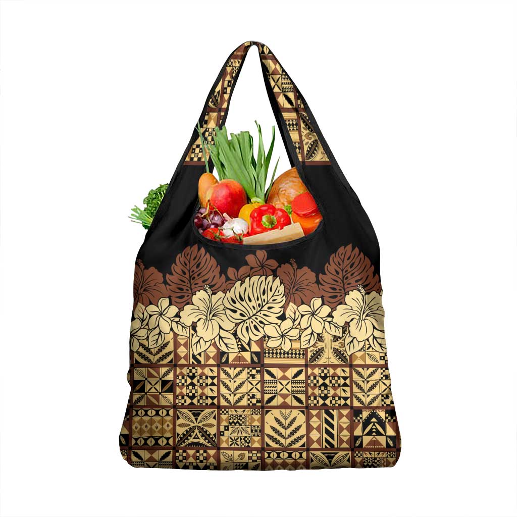 Niue Hiapo Motif Grocery Bag Tapa Classic - Black Ver