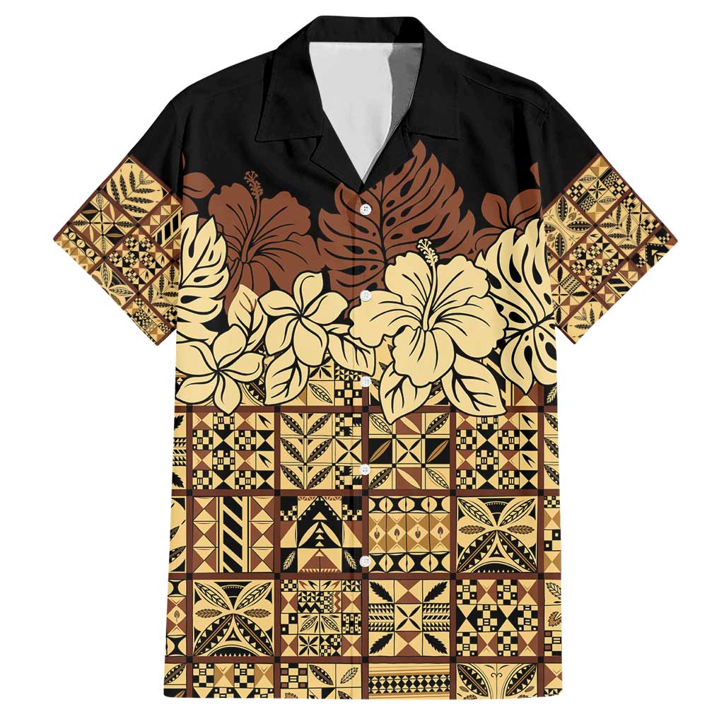 Niue Hiapo Motif Hawaiian Shirt Tapa Classic - Black Ver