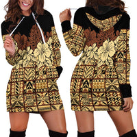Niue Hiapo Motif Hoodie Dress Tapa Classic - Black Ver