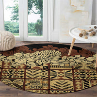 Niue Hiapo Motif Round Carpet Tapa Classic - Black Ver