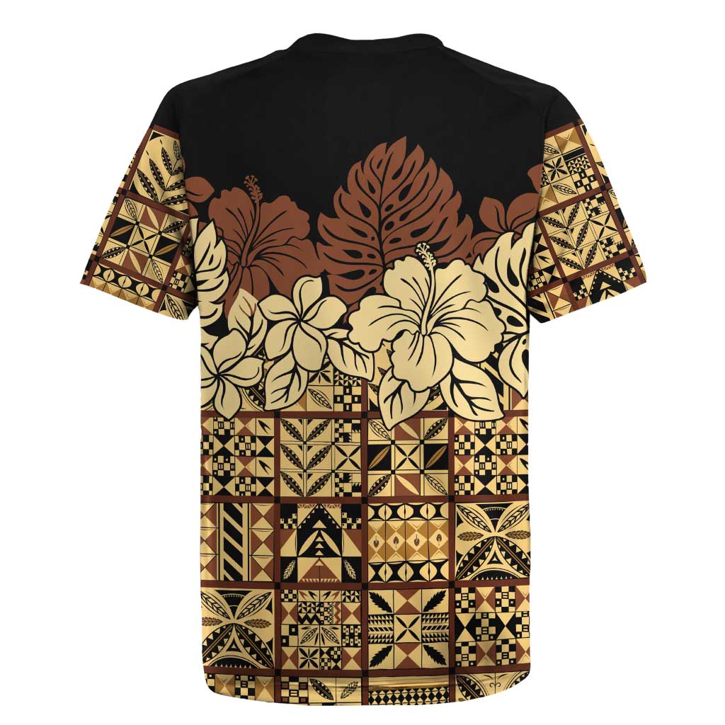 Niue Hiapo Motif Rugby Jersey Tapa Classic - Black Ver