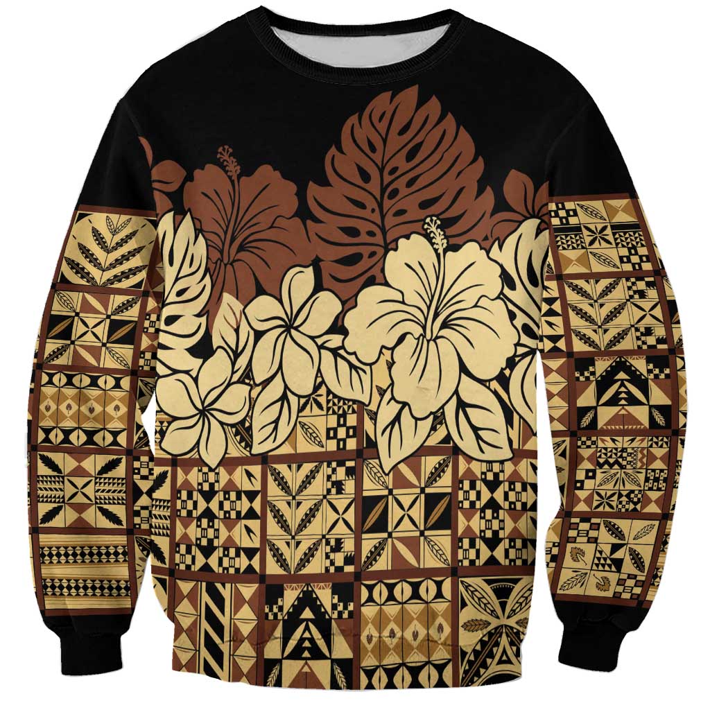 Niue Hiapo Motif Sweatshirt Tapa Classic - Black Ver