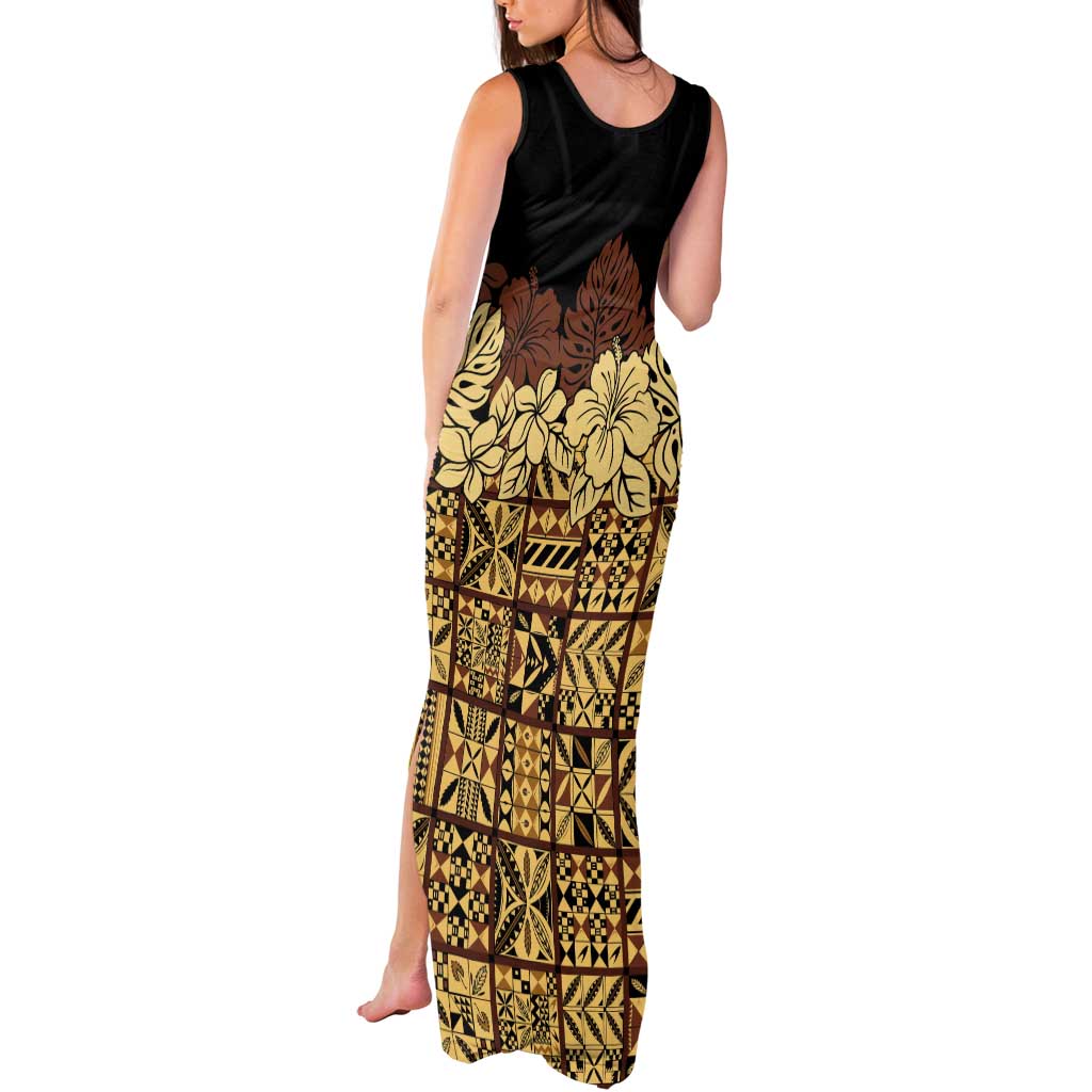 Niue Hiapo Motif Tank Maxi Dress Tapa Classic - Black Ver
