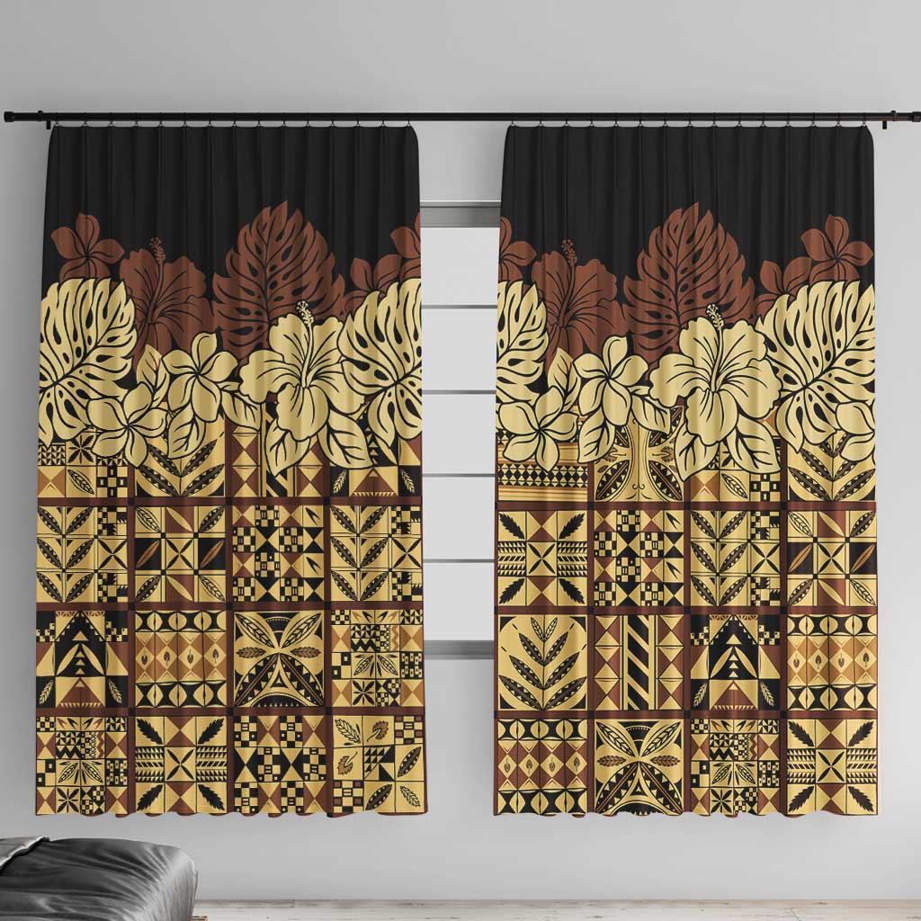 Niue Hiapo Motif Window Curtain Tapa Classic - Black Ver