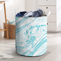 Sharks Couple Dreamy Polynesians Floral Sea Laundry Basket Turquoise - Polynesian Pride