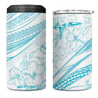 Sharks Couple Dreamy Polynesians Floral Sea 4 in 1 Can Cooler Tumbler Turquoise - Polynesian Pride