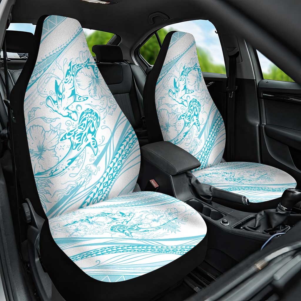 Sharks Couple Dreamy Polynesians Floral Sea Car Seat Cover Turquoise - Polynesian Pride