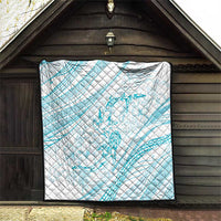Sharks Couple Dreamy Polynesians Floral Sea Quilt Turquoise - Polynesian Pride