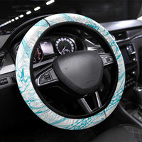 Sharks Couple Dreamy Polynesians Floral Sea Steering Wheel Cover Turquoise - Polynesian Pride