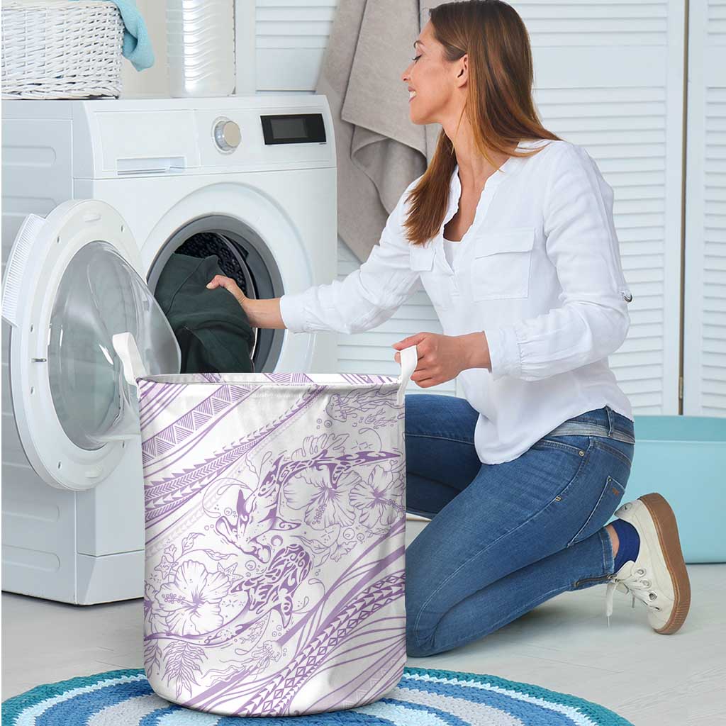 Sharks Couple Dreamy Polynesians Floral Sea Laundry Basket Lilac - Polynesian Pride