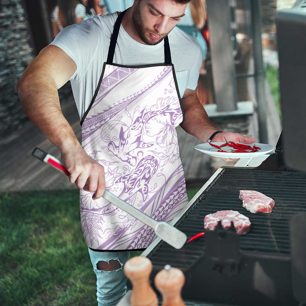 Sharks Couple Dreamy Polynesians Floral Sea Apron Lilac - Polynesian Pride