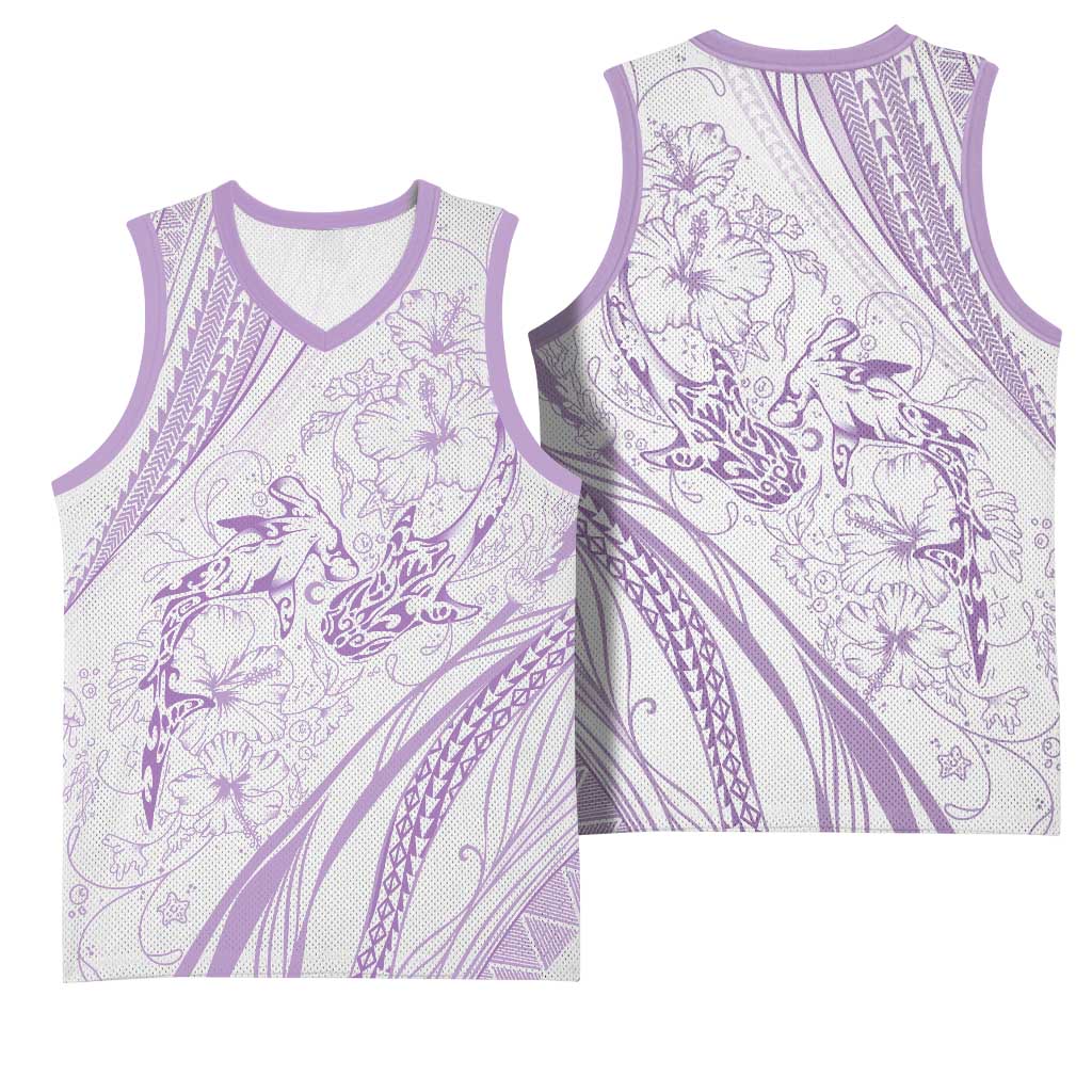 Sharks Couple Dreamy Polynesians Floral Sea Basketball Jersey Lilac - Polynesian Pride