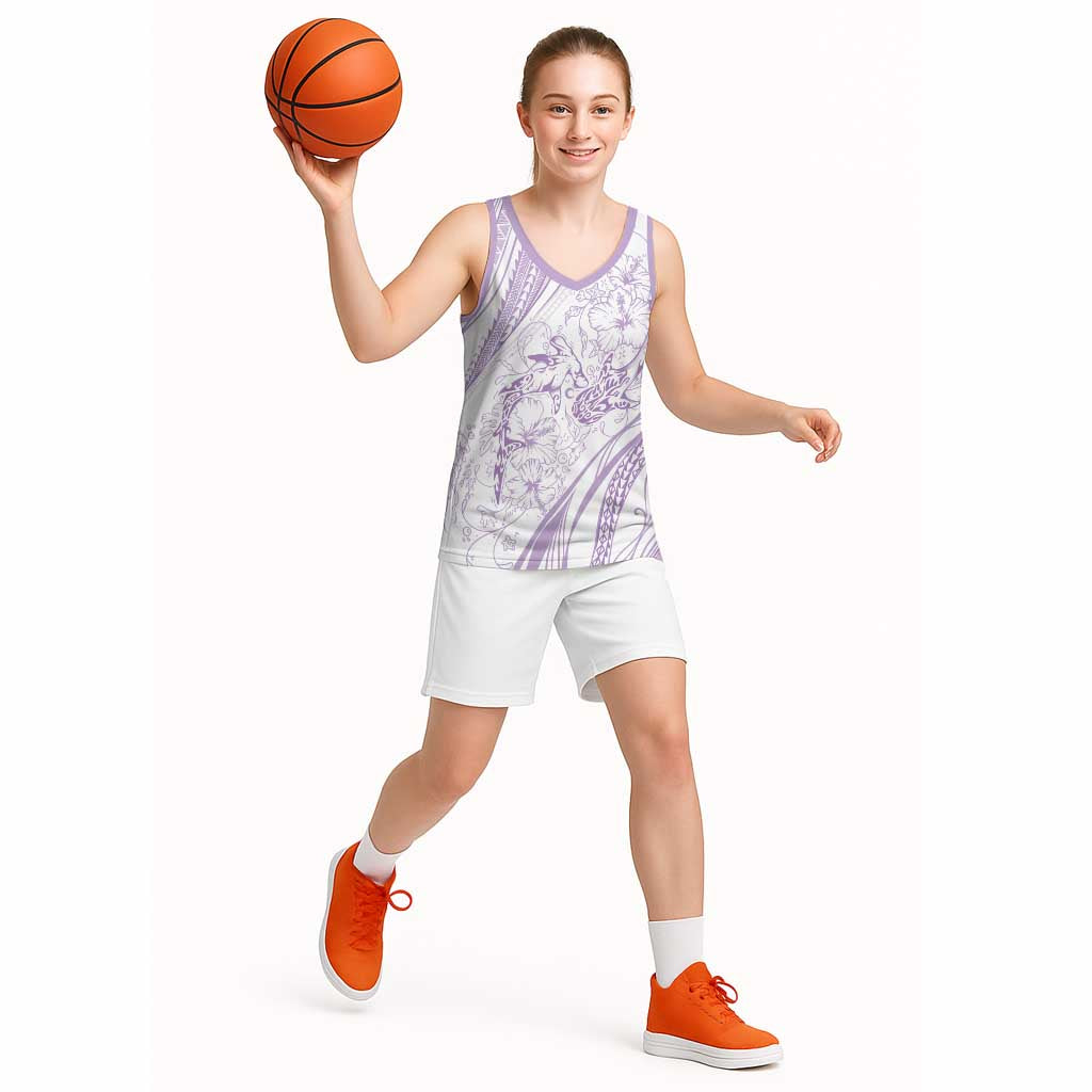 Sharks Couple Dreamy Polynesians Floral Sea Basketball Jersey Lilac - Polynesian Pride