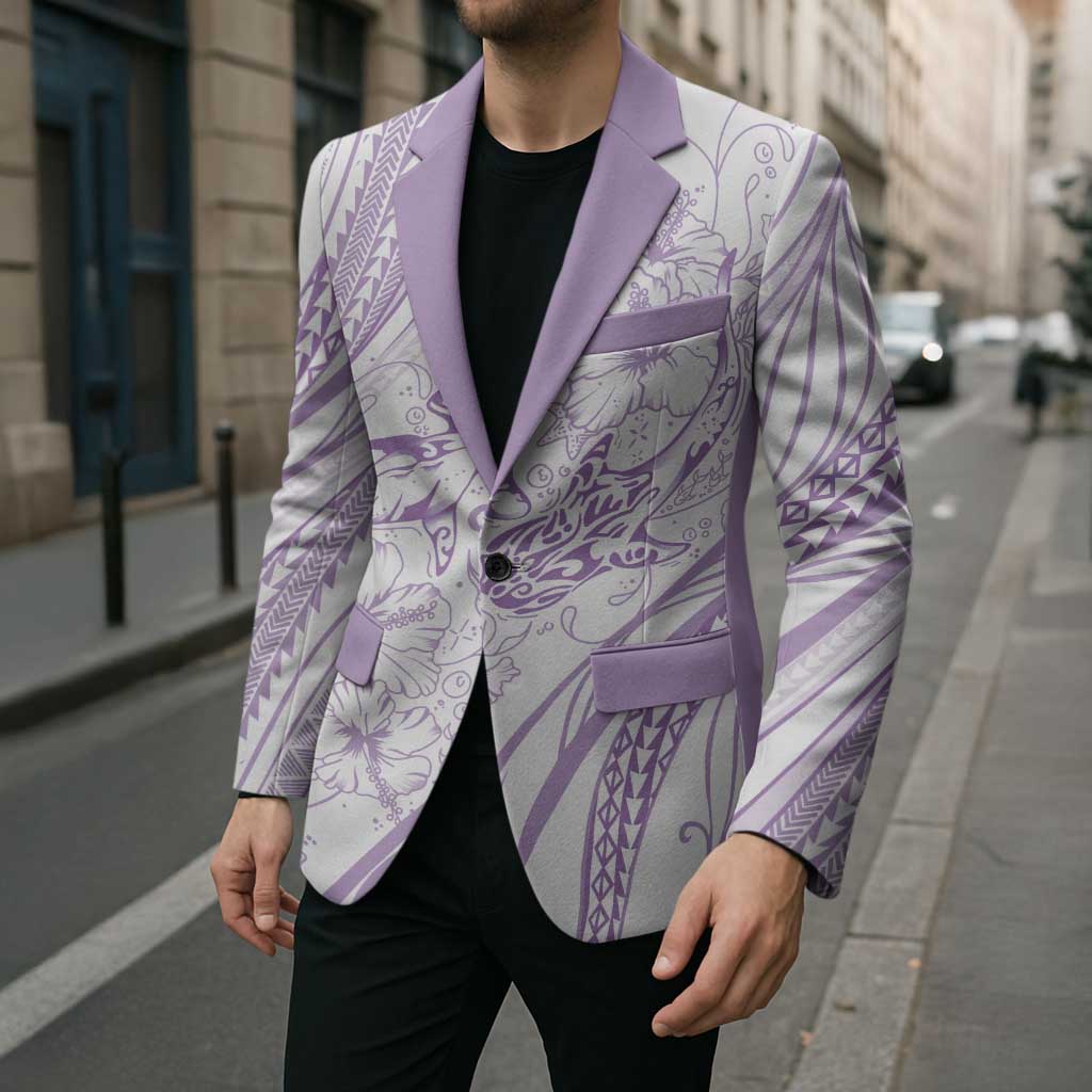 Sharks Couple Dreamy Polynesians Floral Sea Blazer Lilac - Polynesian Pride