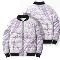 Sharks Couple Dreamy Polynesians Floral Sea Bomber Puffer Jacket Lilac - Polynesian Pride