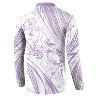 Sharks Couple Dreamy Polynesians Floral Sea Button Sweatshirt Lilac - Polynesian Pride