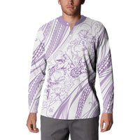Sharks Couple Dreamy Polynesians Floral Sea Button Sweatshirt Lilac - Polynesian Pride