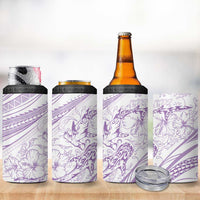Sharks Couple Dreamy Polynesians Floral Sea 4 in 1 Can Cooler Tumbler Lilac - Polynesian Pride