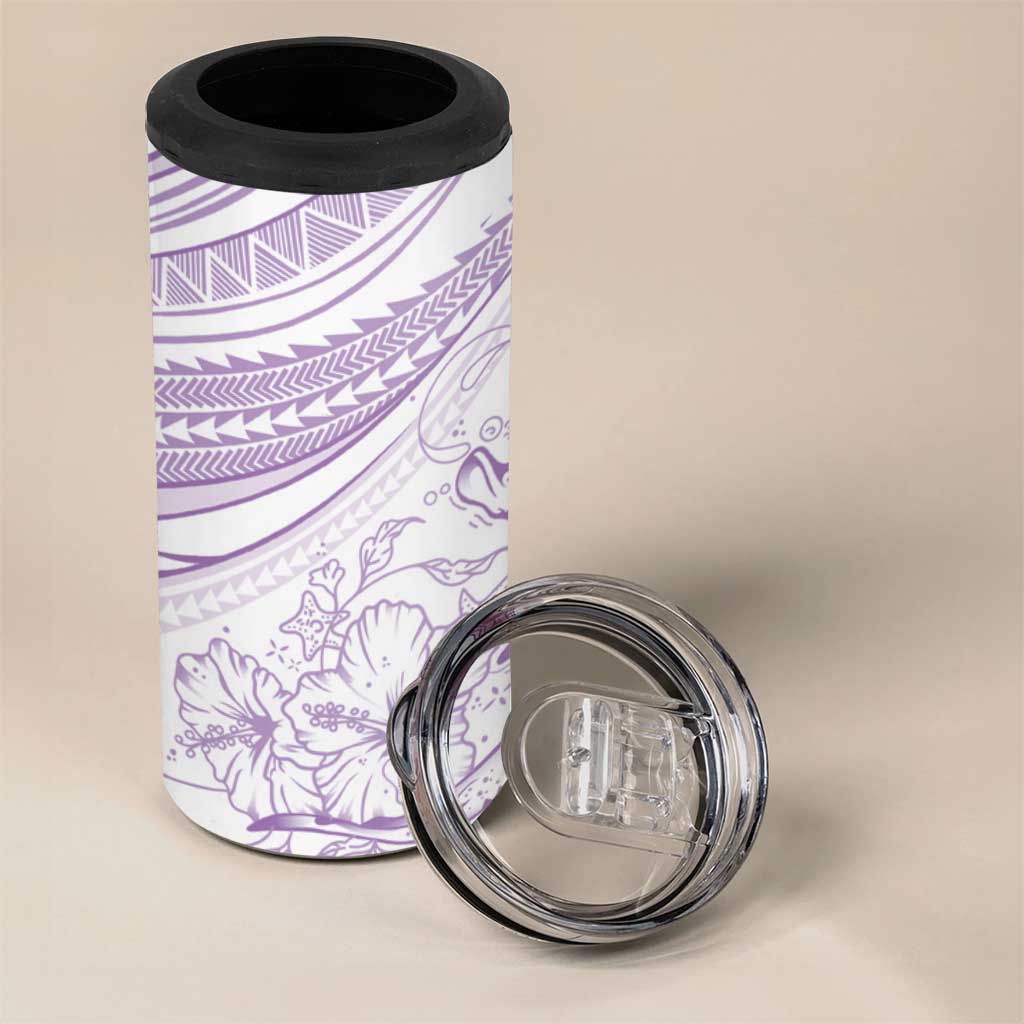 Sharks Couple Dreamy Polynesians Floral Sea 4 in 1 Can Cooler Tumbler Lilac - Polynesian Pride