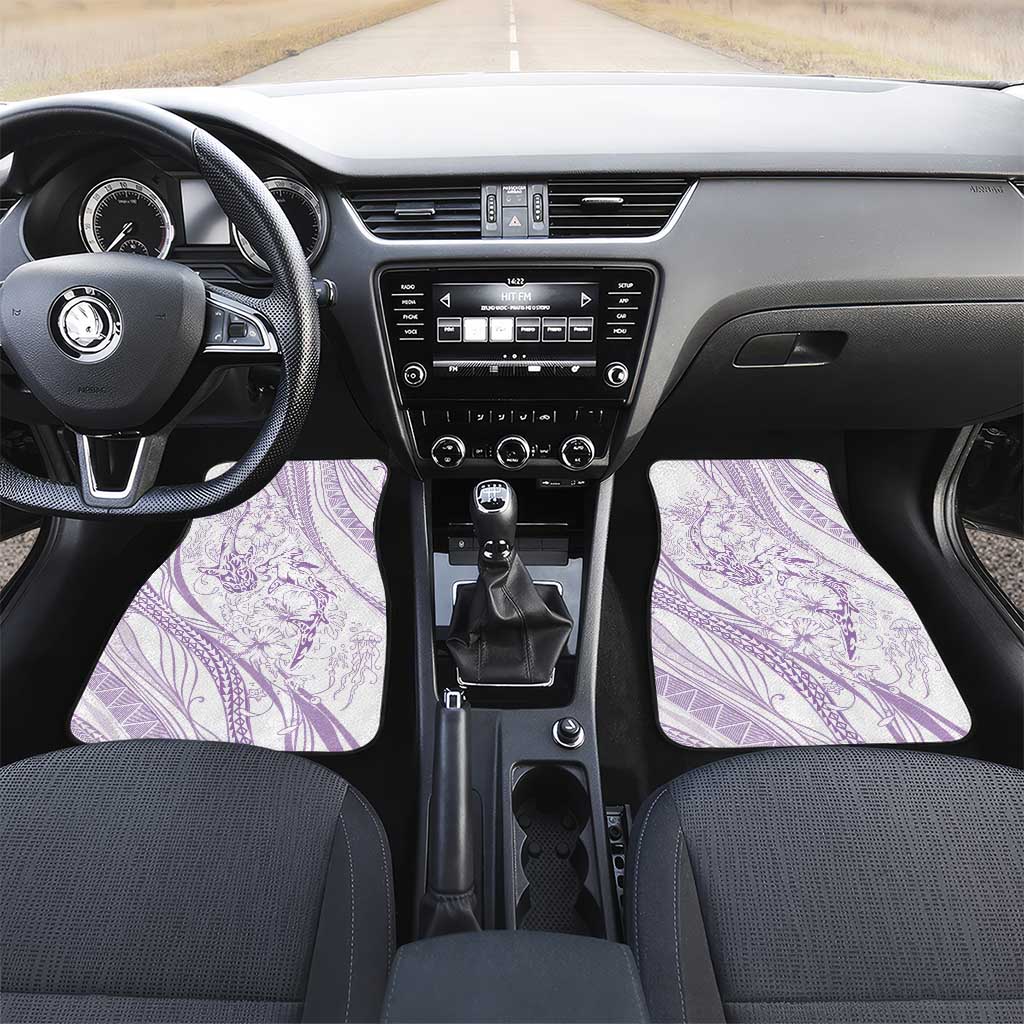 Sharks Couple Dreamy Polynesians Floral Sea Car Mats Lilac - Polynesian Pride