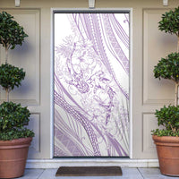 Sharks Couple Dreamy Polynesians Floral Sea Door Cover Lilac - Polynesian Pride