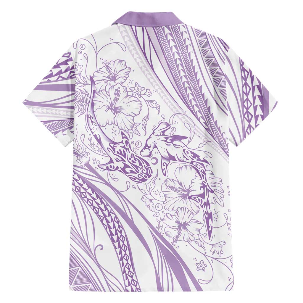 Sharks Couple Dreamy Polynesians Floral Sea Family Matching Long Sleeve Bodycon Dress and Hawaiian Shirt Lilac LT7 - Polynesian Pride
