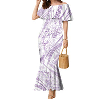 Sharks Couple Dreamy Polynesians Floral Sea Family Matching Mermaid Dress and Hawaiian Shirt Lilac LT7 Mom's Dress Lilac - Polynesian Pride