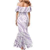 Sharks Couple Dreamy Polynesians Floral Sea Family Matching Mermaid Dress and Hawaiian Shirt Lilac LT7 - Polynesian Pride
