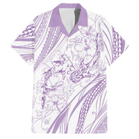 Sharks Couple Dreamy Polynesians Floral Sea Family Matching Summer Maxi Dress and Hawaiian Shirt Lilac LT7 Dad's Shirt - Short Sleeve Lilac - Polynesian Pride