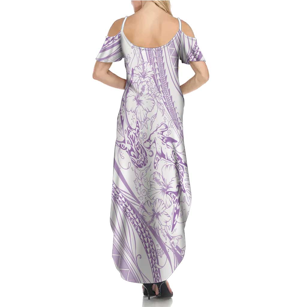Sharks Couple Dreamy Polynesians Floral Sea Family Matching Summer Maxi Dress and Hawaiian Shirt Lilac LT7 - Polynesian Pride