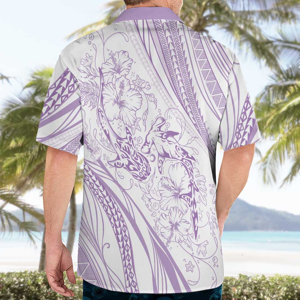 Sharks Couple Dreamy Polynesians Floral Sea Hawaiian Shirt Lilac - Polynesian Pride