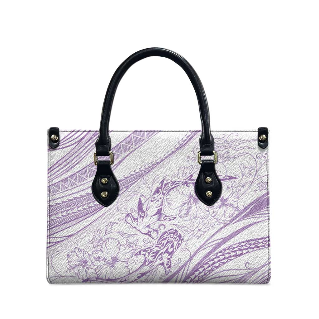 Sharks Couple Dreamy Polynesians Floral Sea Leather Bag Lilac LT7 - Polynesian Pride