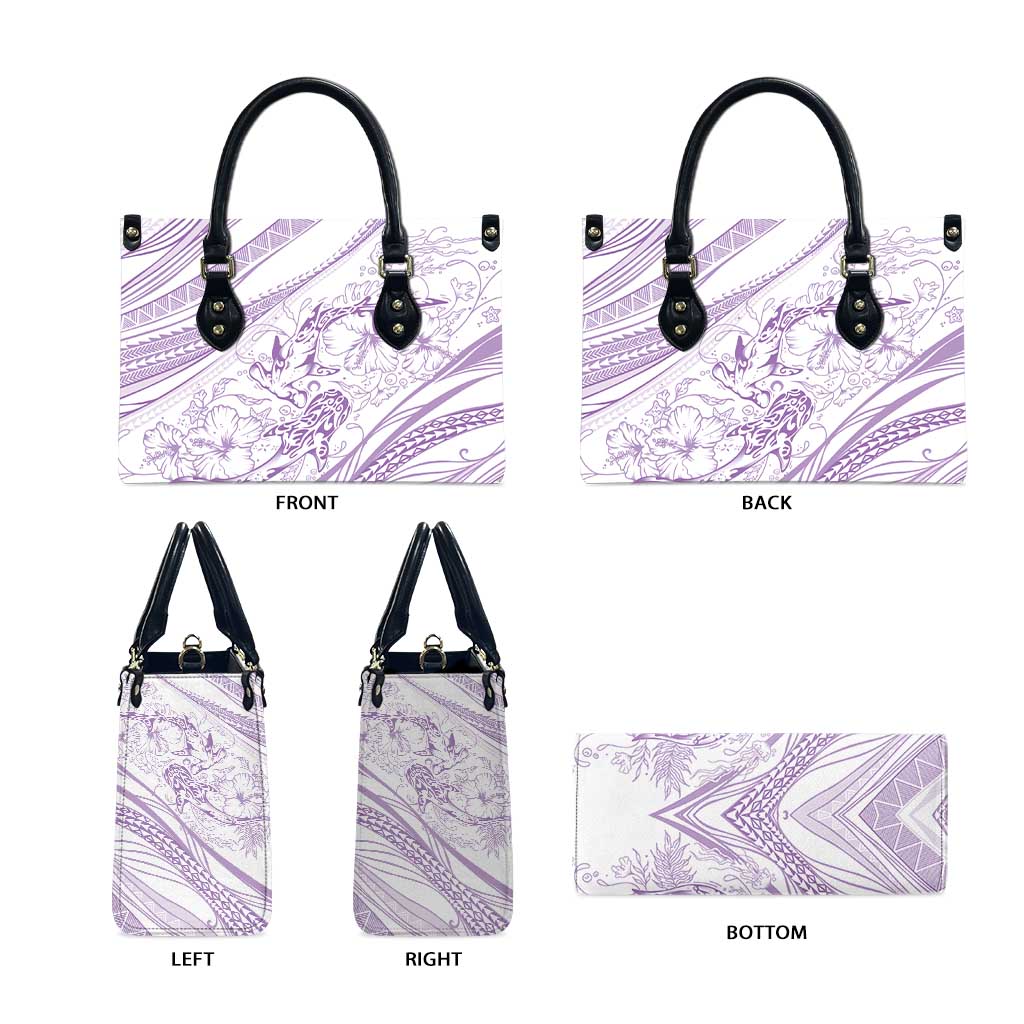 Sharks Couple Dreamy Polynesians Floral Sea Leather Bag Lilac LT7 - Polynesian Pride