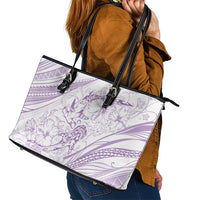 Sharks Couple Dreamy Polynesians Floral Sea Leather Tote Bag Lilac - Polynesian Pride