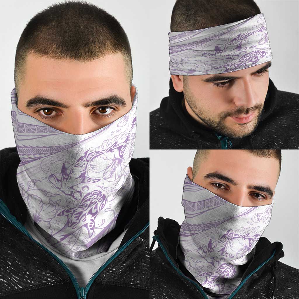 Sharks Couple Dreamy Polynesians Floral Sea Neck Gaiter Lilac - Polynesian Pride