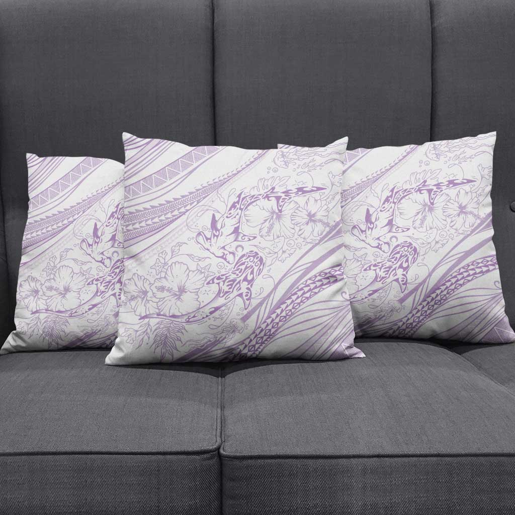 Sharks Couple Dreamy Polynesians Floral Sea Pillow Cover Lilac - Polynesian Pride