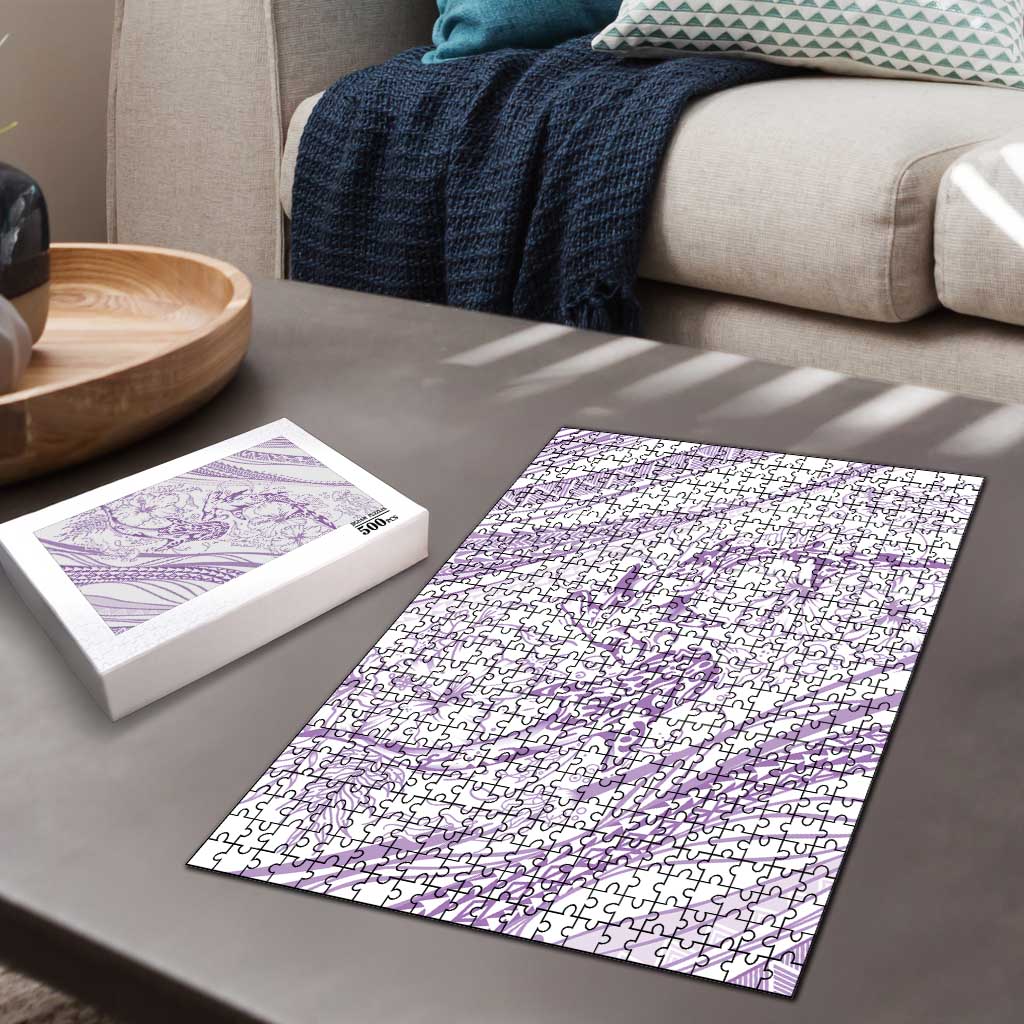 Sharks Couple Dreamy Polynesians Floral Sea Puzzle Lilac - Polynesian Pride