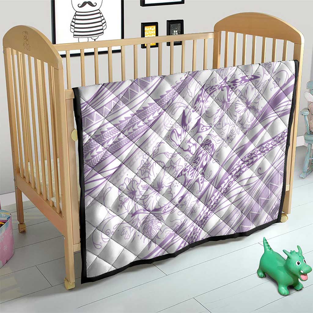 Sharks Couple Dreamy Polynesians Floral Sea Quilt Lilac - Polynesian Pride