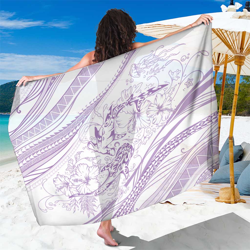 Sharks Couple Dreamy Polynesians Floral Sea Sarong Lilac - Polynesian Pride