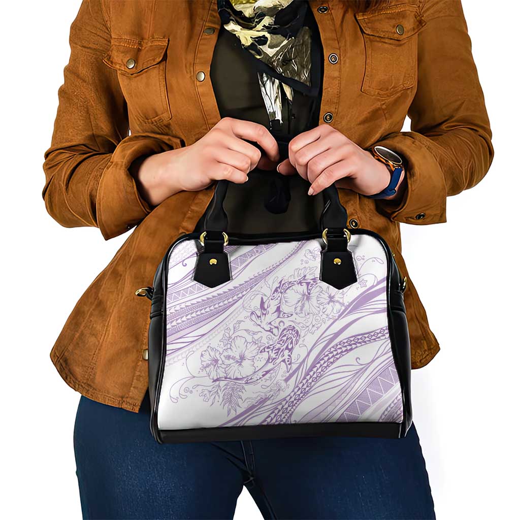 Sharks Couple Dreamy Polynesians Floral Sea Shoulder Handbag Lilac - Polynesian Pride