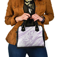 Sharks Couple Dreamy Polynesians Floral Sea Shoulder Handbag Lilac - Polynesian Pride
