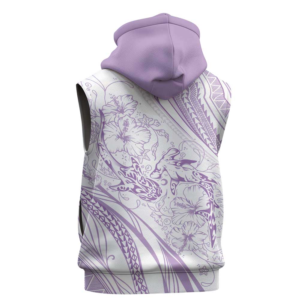 Sharks Couple Dreamy Polynesians Floral Sea Sleeveless Hoodie Lilac LT7 - Polynesian Pride