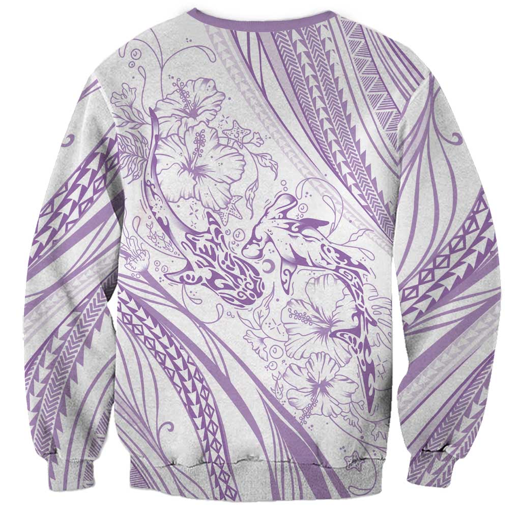 Sharks Couple Dreamy Polynesians Floral Sea Sweatshirt Lilac - Polynesian Pride