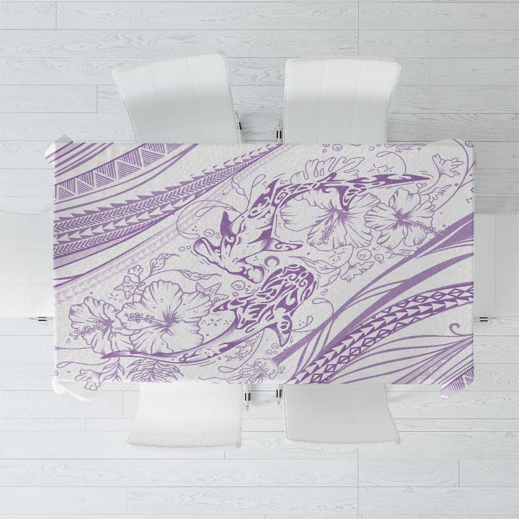 Sharks Couple Dreamy Polynesians Floral Sea Tablecloth Lilac - Polynesian Pride